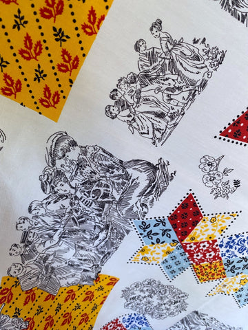 RESERVED 1960s Olden Days Patchwork Novelty Cotton